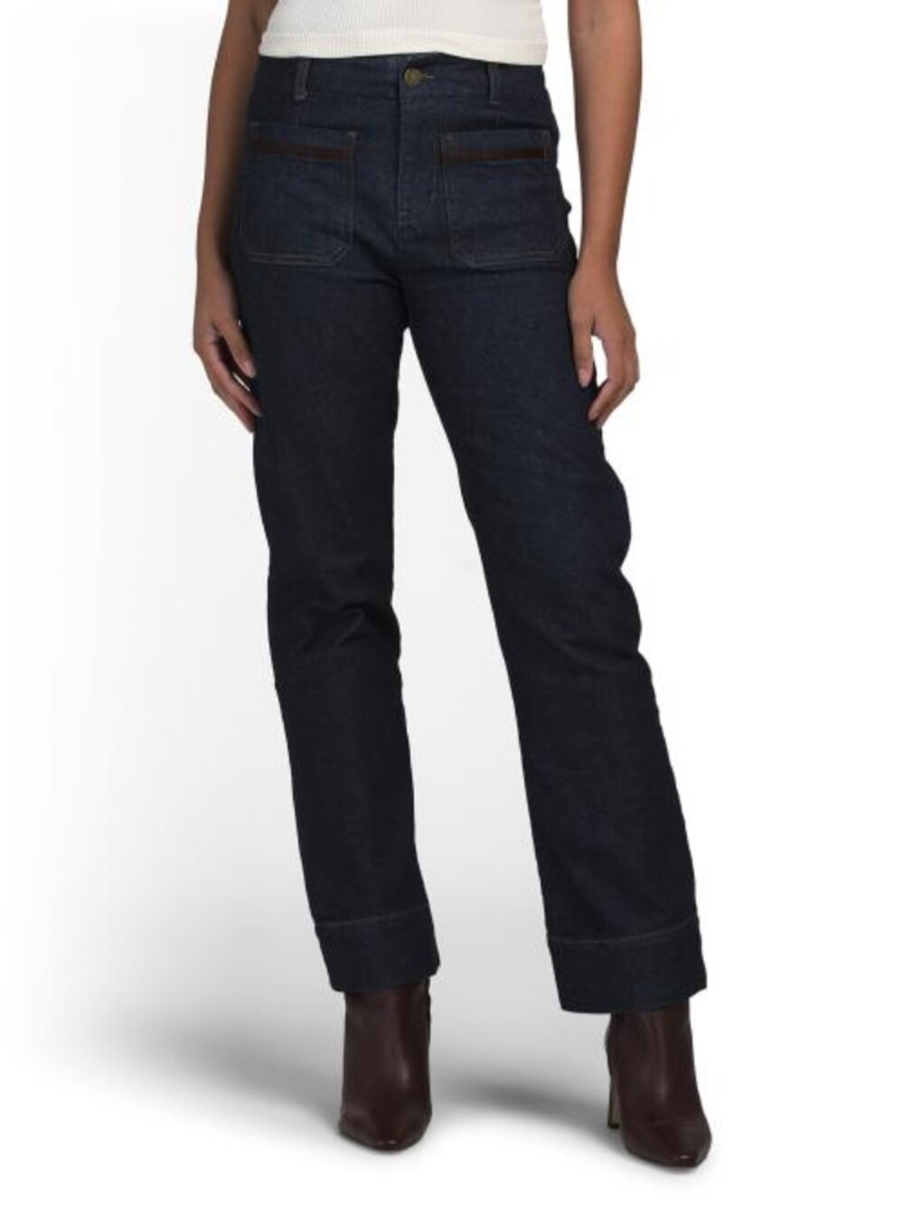 BAGATELLE COLLECTION Denim Flare Pants With Patch Pockets